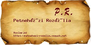Petneházi Rozália névjegykártya