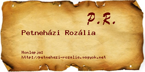 Petneházi Rozália névjegykártya